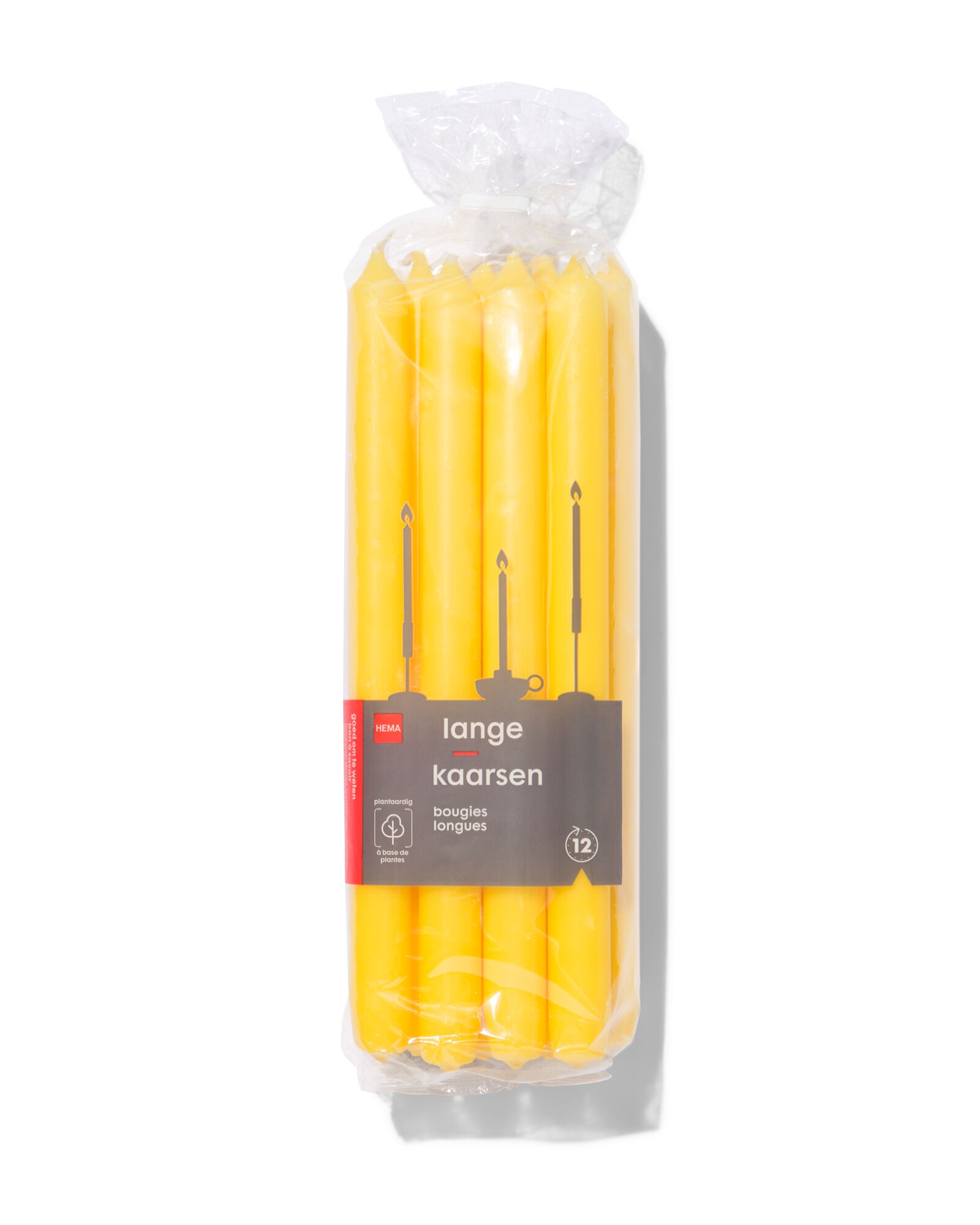 12er-Pack lange Haushaltskerzen, &Oslash; 2.2 x 29 cm, gelb gelb 2,2 x 29 - 13502791 - HEMA
