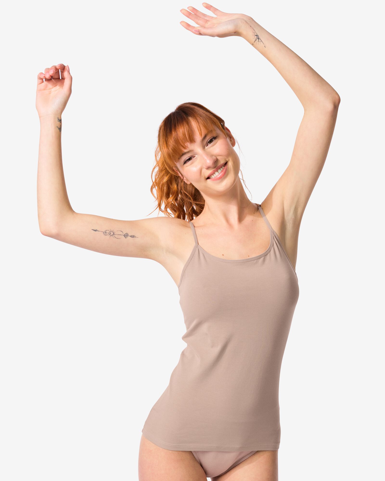 Damenunterhemd aus Baumwolle mit Spaghettitr&auml;gern beige - 19650654BEIGE - HEMA