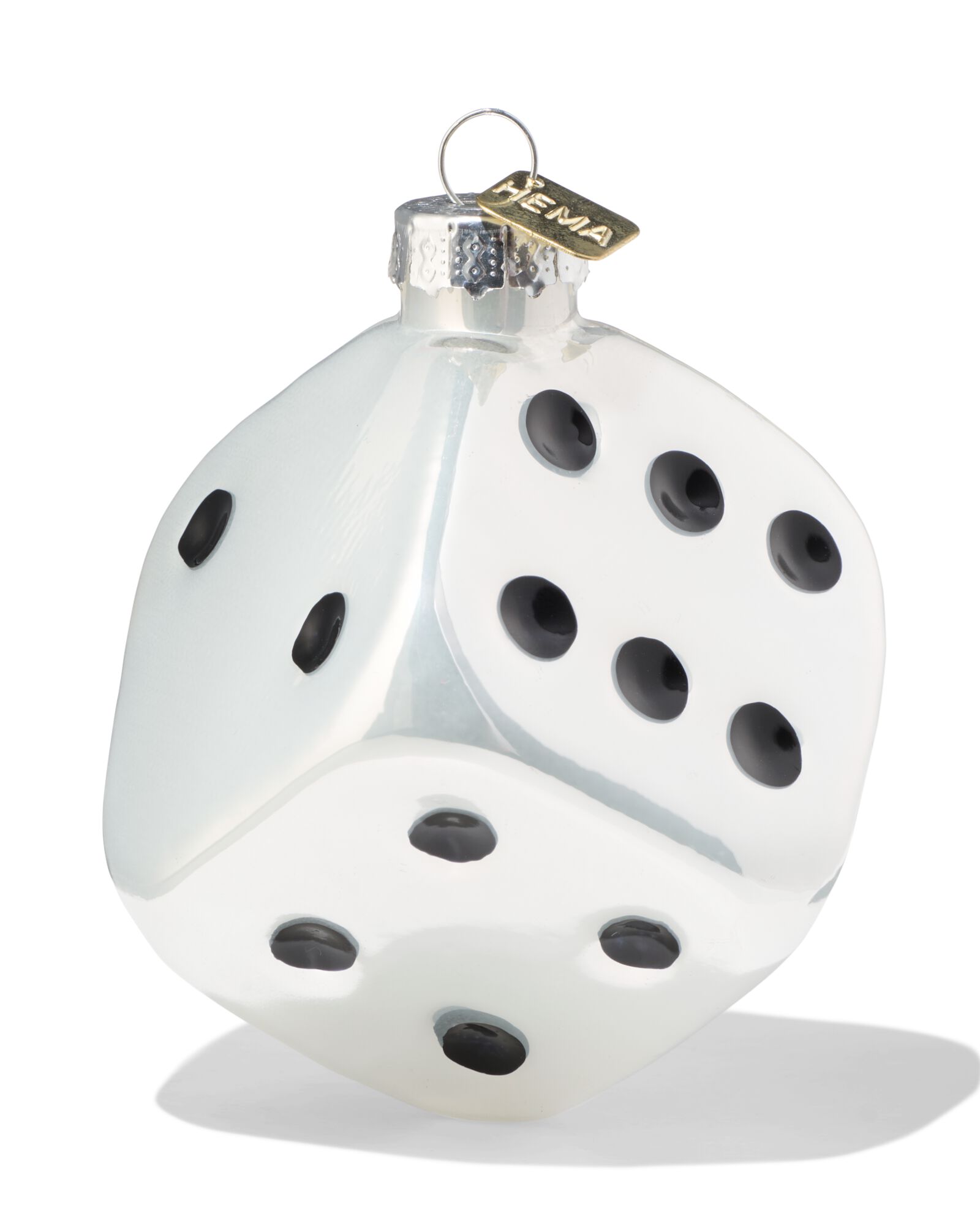 kersthanger 7cm glas dobbelsteen - 25102137 - HEMA