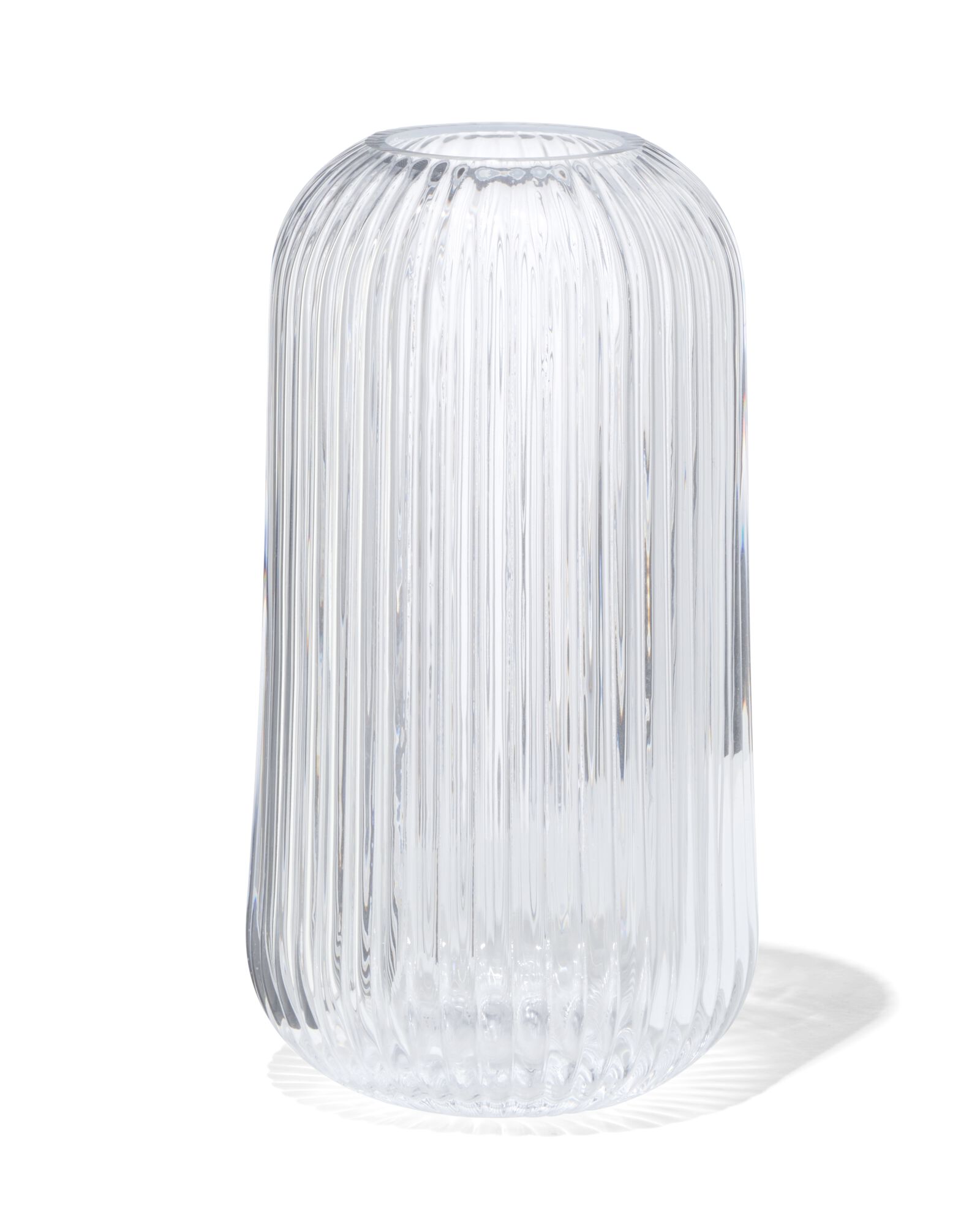 vaas voor geurstokjes ⌀7x10cm glas ribbel transparant - 13507549 - HEMA