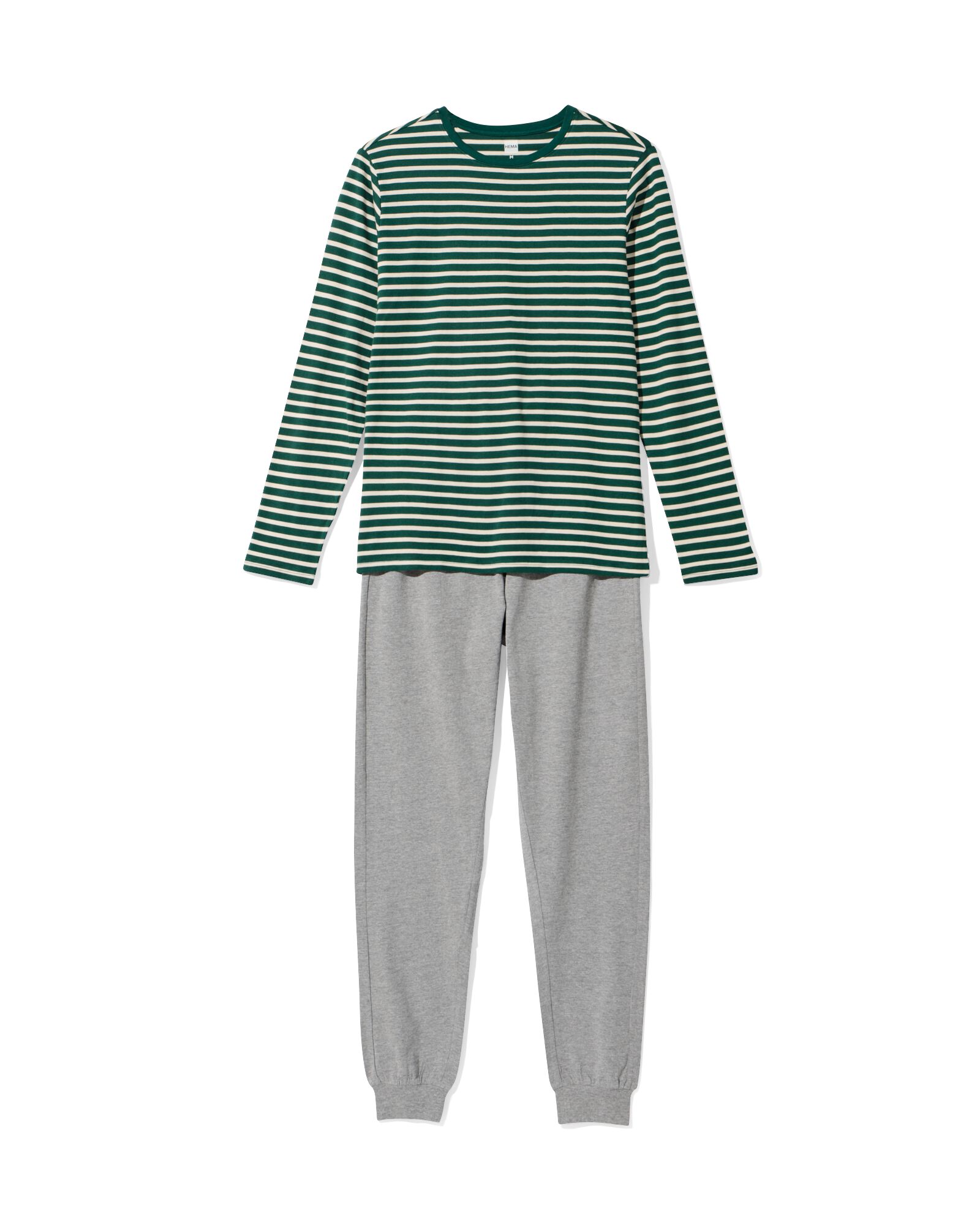 herenpyjama strepen donkergroen donkergroen - 23600040DARKGREEN - HEMA