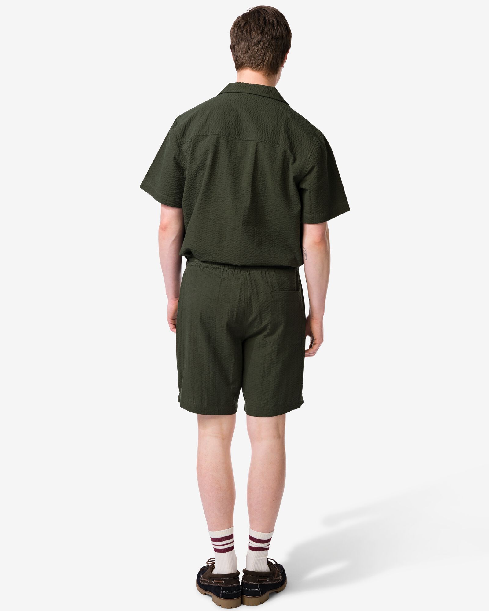 short homme Sem regular fit seersucker vert fonc&eacute; vert fonc&eacute; - 2132330DARKGREEN - HEMA