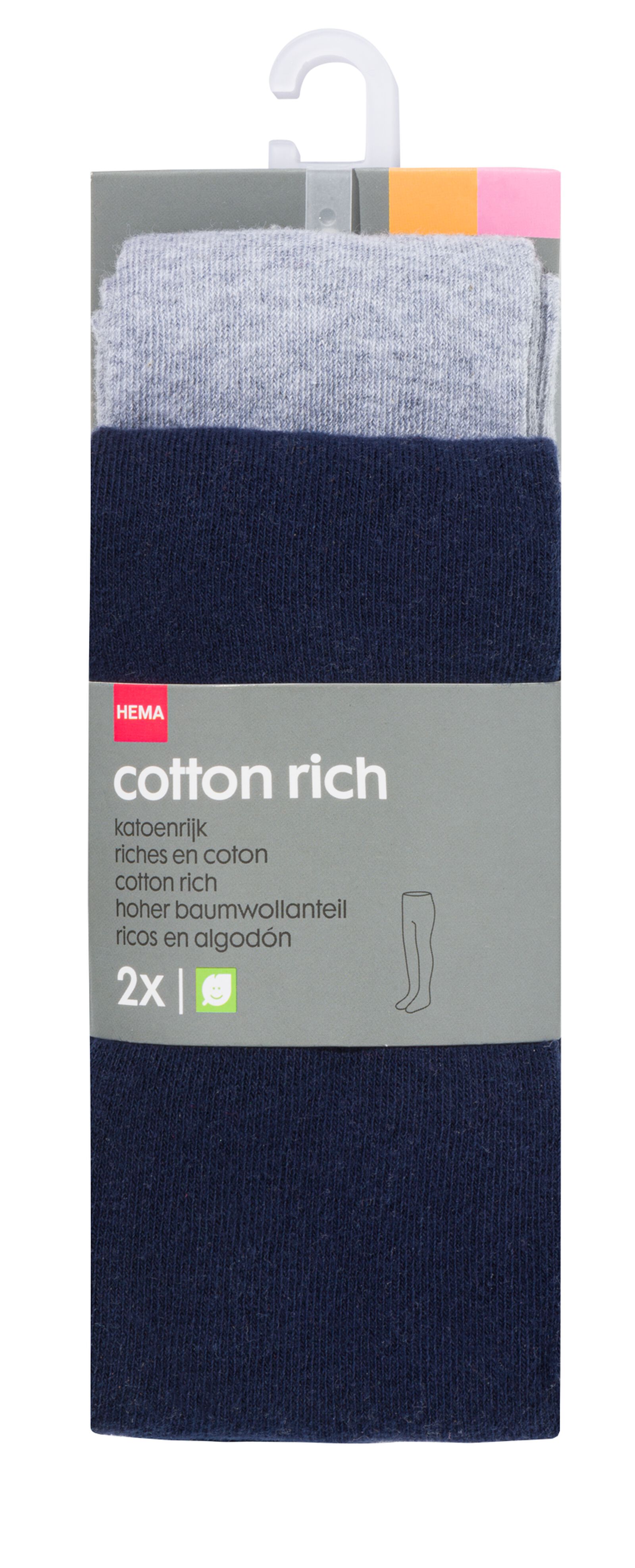 2 paires de collants &eacute;pais enfant avec coton bleu bleu - 1000028429 - HEMA