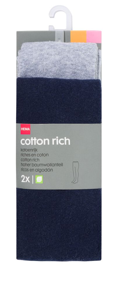 2 paires de collants &eacute;pais enfant avec coton bleu bleu - 1000028429 - HEMA