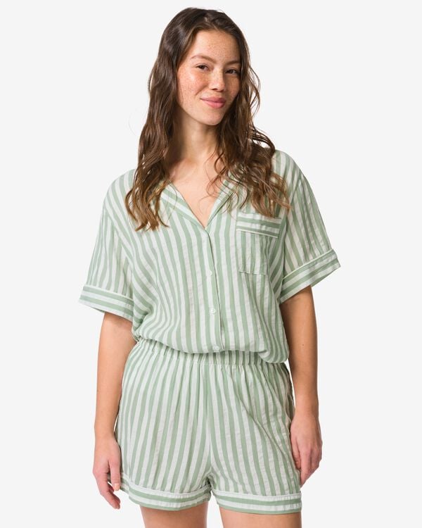 short pyjama femme seersucker rayures vert vert - 23401630GREEN - HEMA