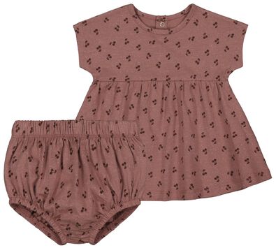 Newborn-Set, Kleid und Pumphose, Kirschen rosa - 1000027314 - HEMA