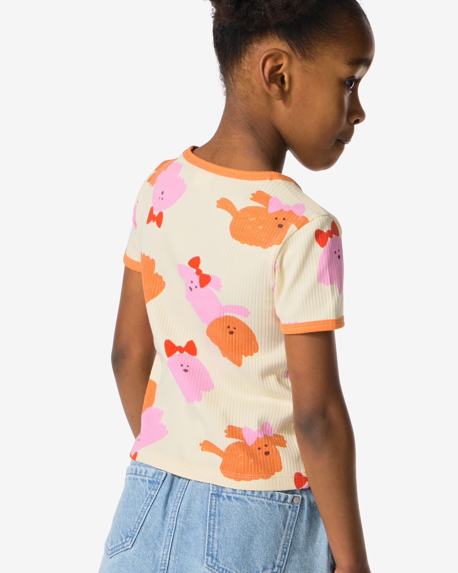 Kinder-T-Shirt gerippt mit Hunden ecru - 30859007ECRU - HEMA