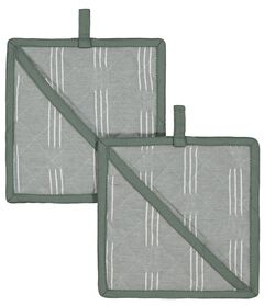 2er-Pack Topflappen, 21 x 21 cm, Baumwollchambray, grün - 5420065 - HEMA
