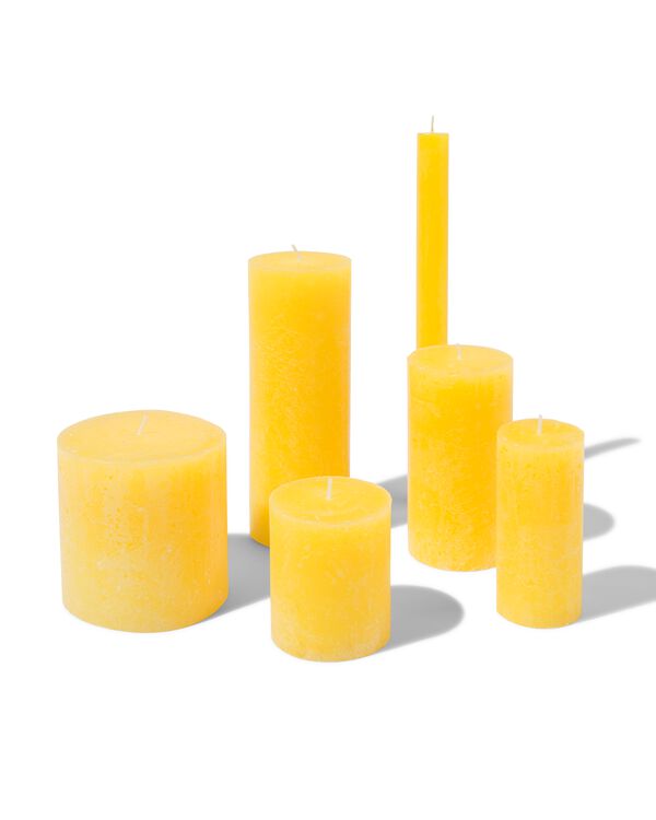 bougies rustiques jaune jaune - 2000000507 - HEMA