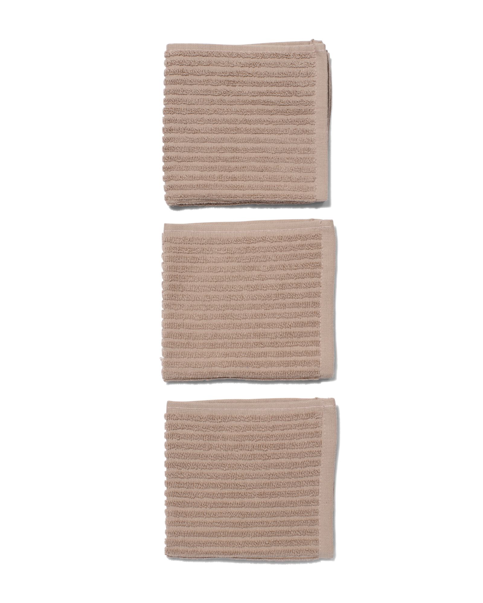 3 lavettes 30x30 coton marron - 5410115 - HEMA