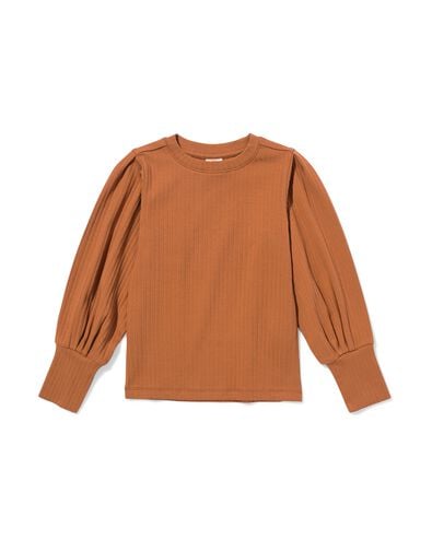 Kinder-T-Shirt, gerippt braun braun - 30815215BROWN - HEMA