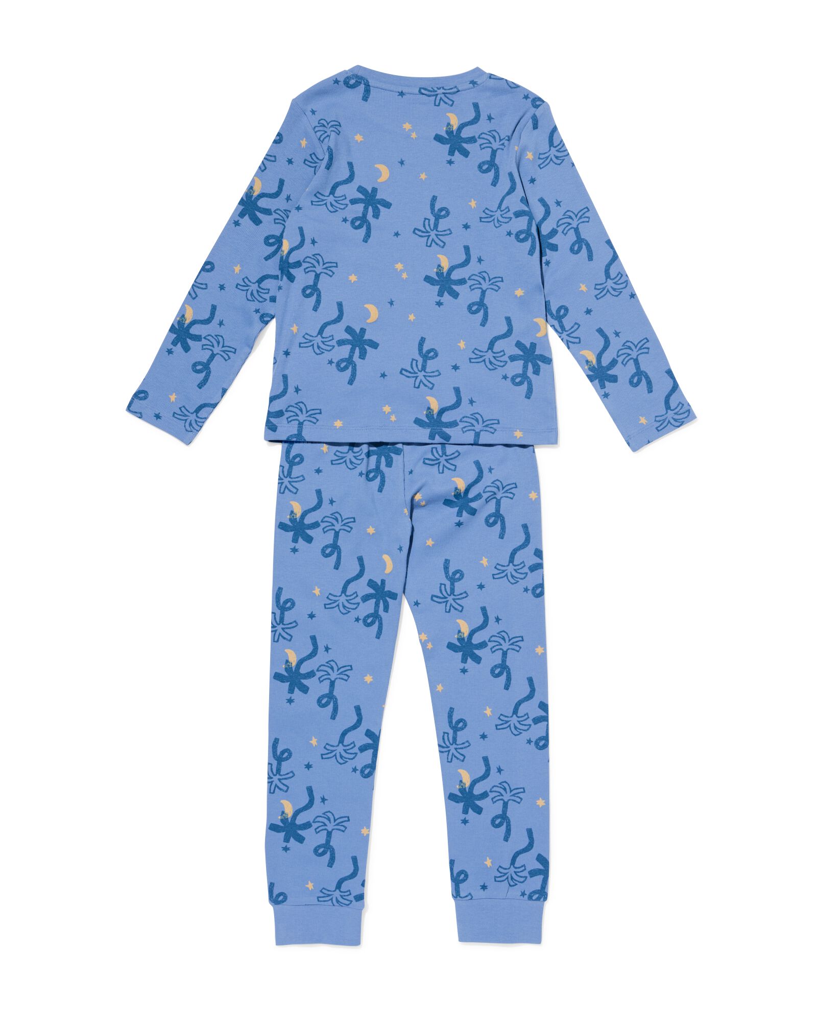 kinderpyjama rib palmen blauw blauw - 23000760BLUE - HEMA