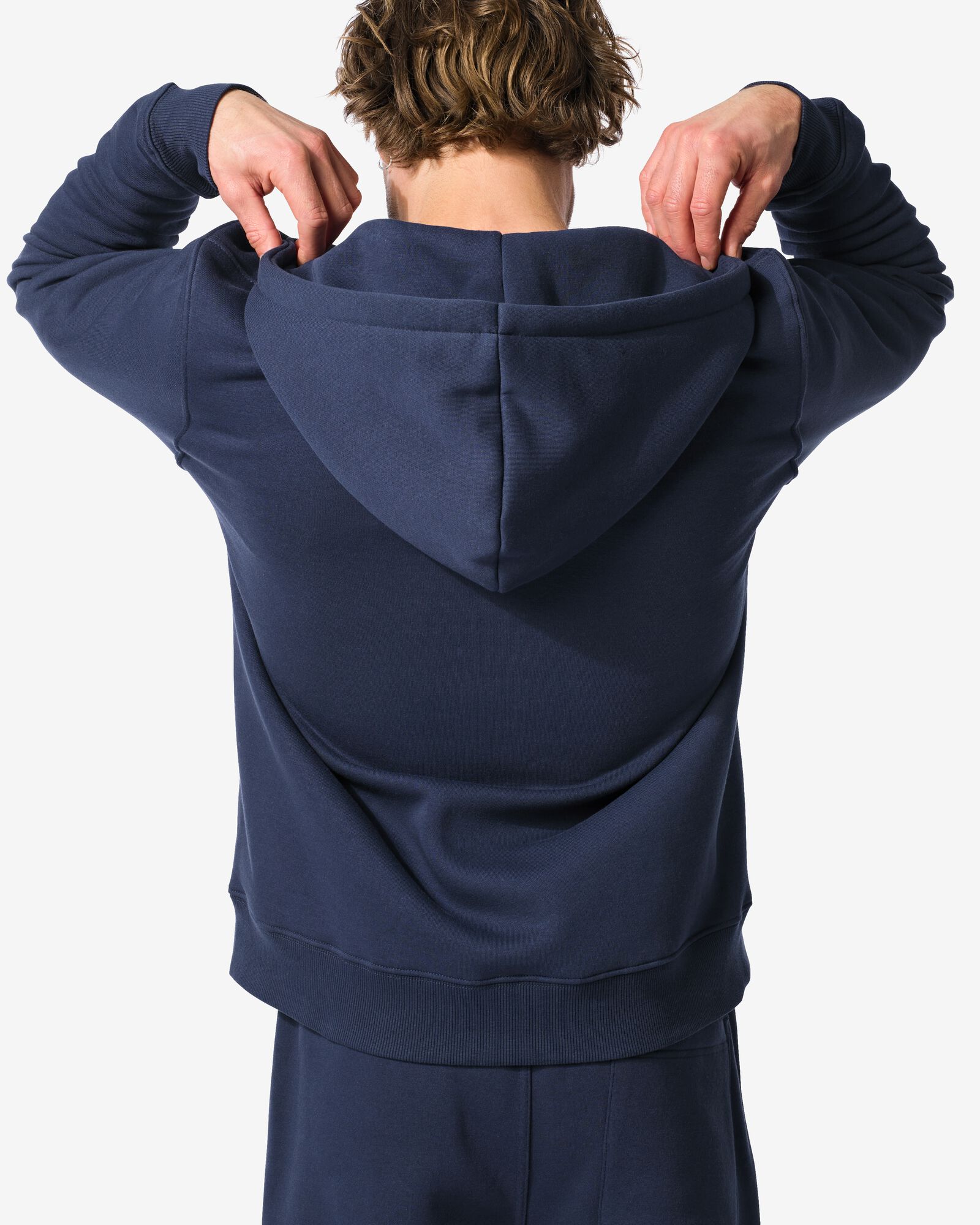 herensweatvest met capuchon donkerblauw - 2113740DARKBLUE - HEMA