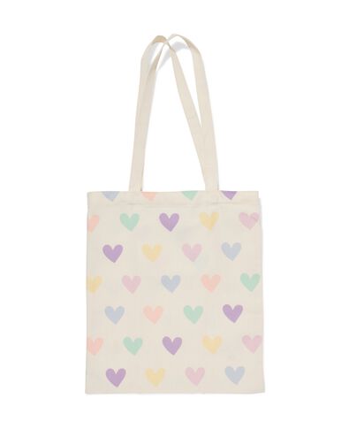 Canvastasche, 42 &times; 36 cm, Herzen, beige  - 14540282 - HEMA