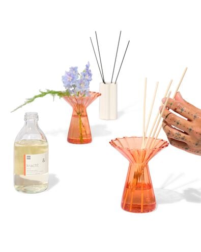 Vase f&uuml;r Duftst&auml;bchen, ⌀10 x 12 cm, Glas mit Kragen, orange - 13507534 - HEMA