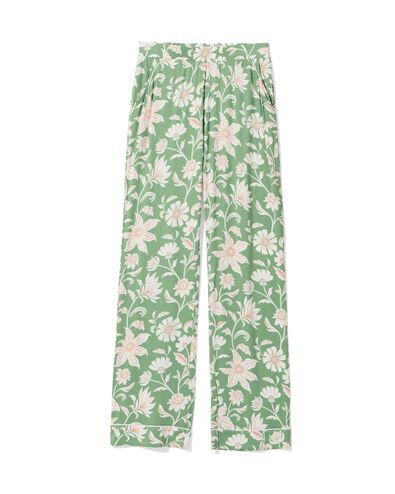 damespyjamabroek Bente straight fit bloemen groen groen - 23400685GREEN - HEMA