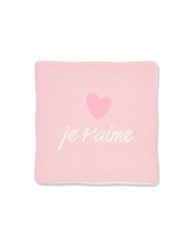 carreau 10x10 cm c&eacute;ramique c&oelig;ur "je t'aime" rose - 61100285 - HEMA