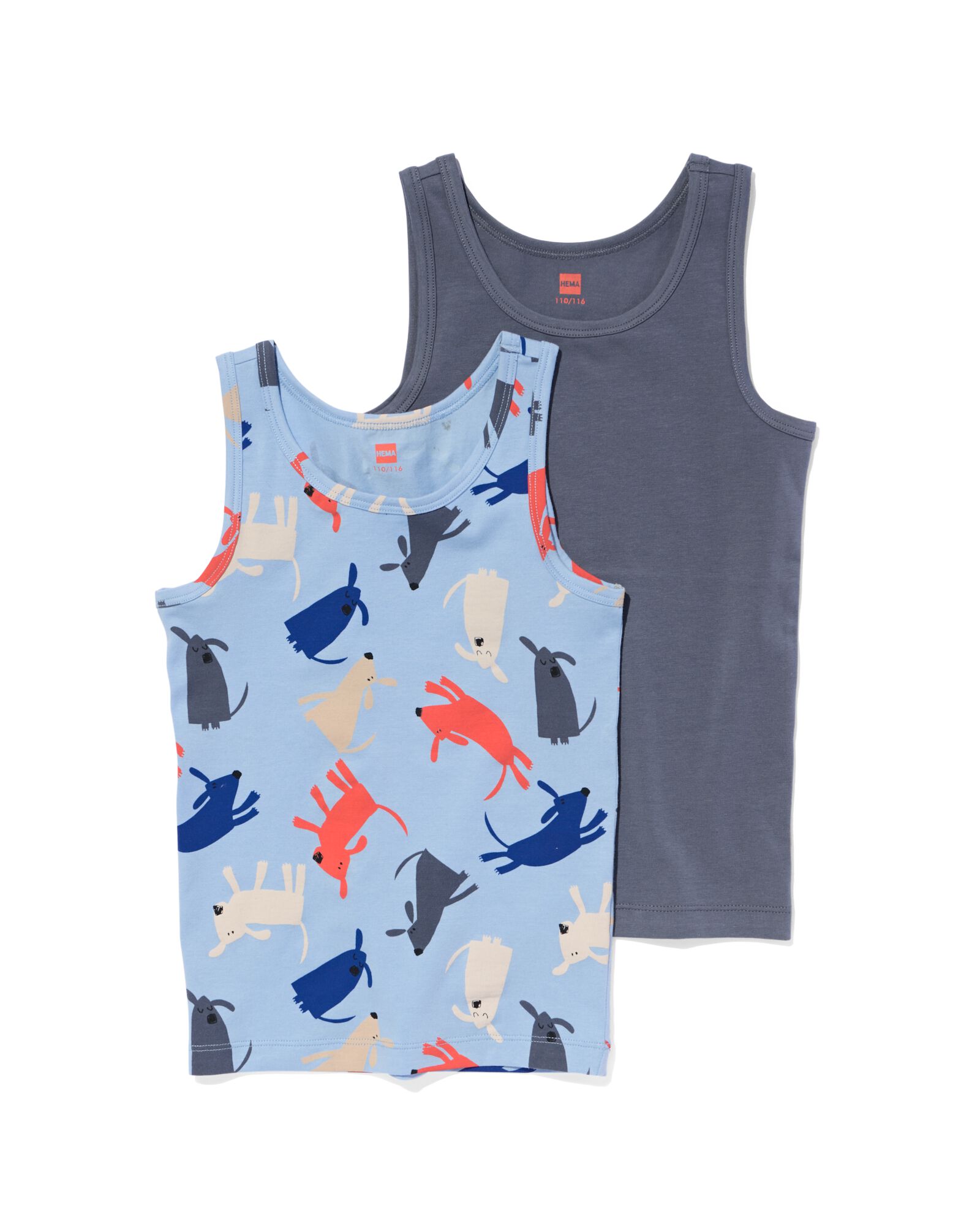 2er-Pack Kinder-Hemden, Baumwolle/Elasthan, Hunde hellblau - 19202030LIGHTBLUE - HEMA