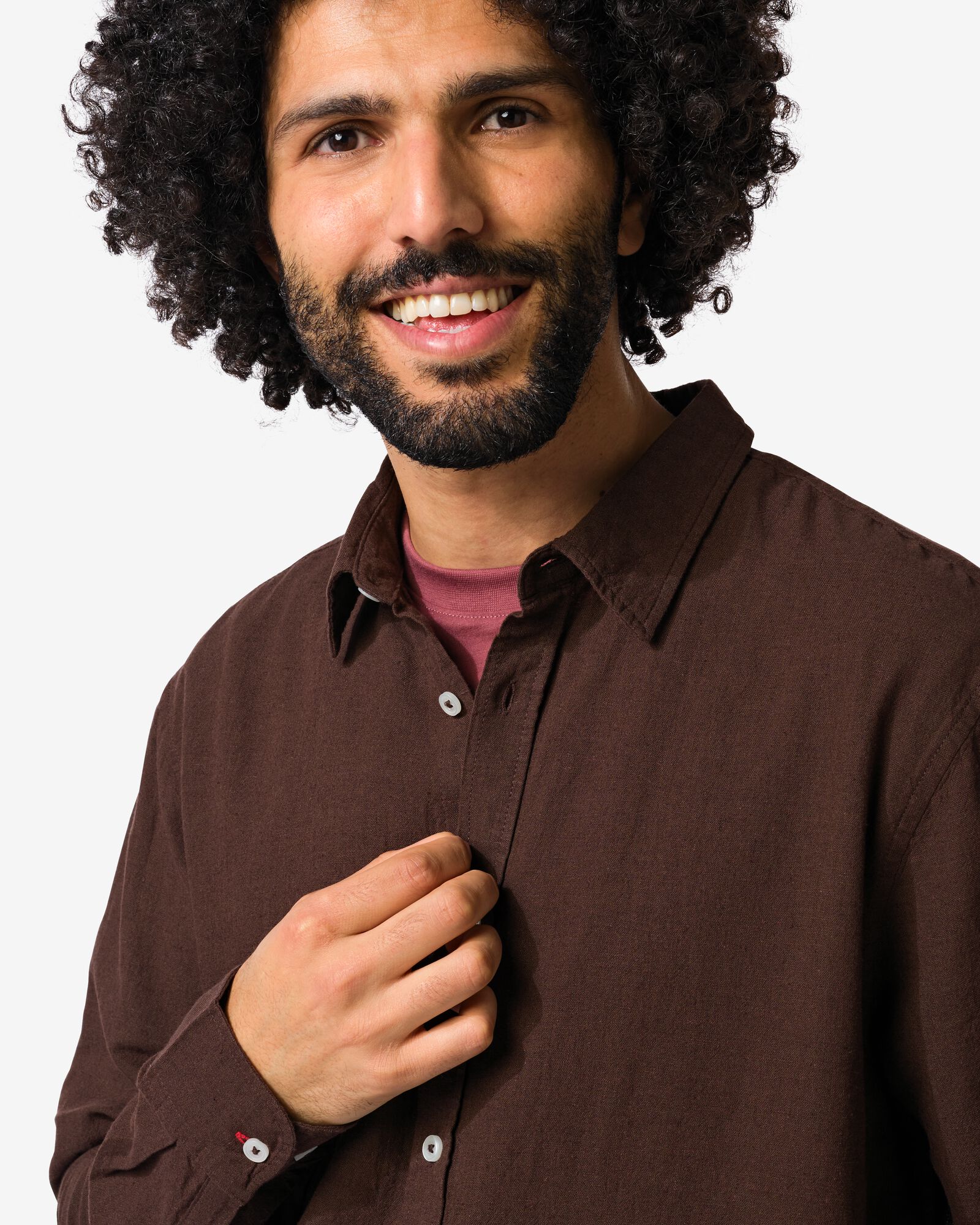 herenoverhemd Louis donkerbruin donkerbruin - 2131740DARKBROWN - HEMA