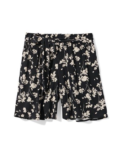 damesshort Remmy wide fit jersey bloemen zwart zwart - 36208820BLACK - HEMA