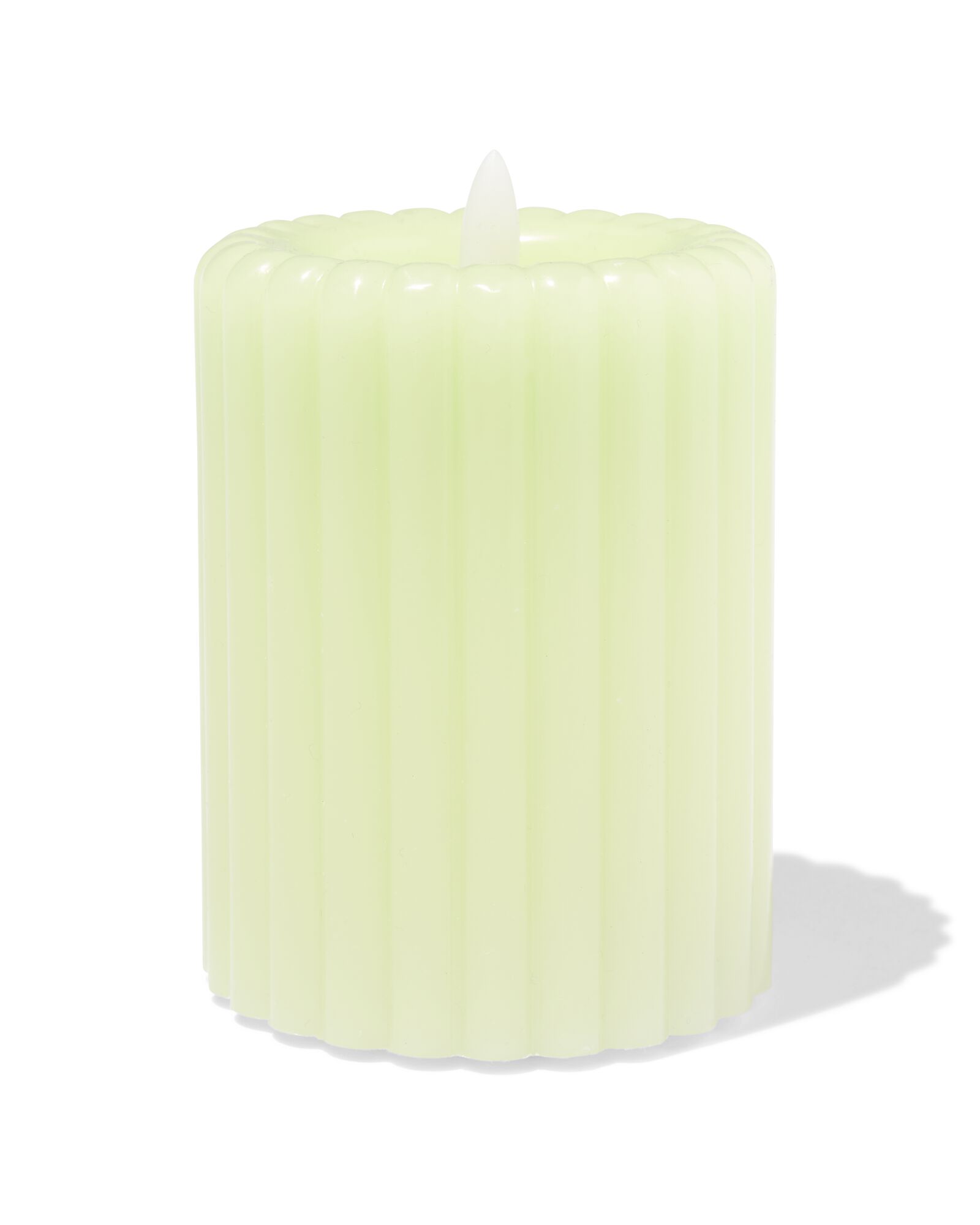 led-stompkaars ⌀7.5x10cm ribbel stompkaars lichtgroen - 13550164 - HEMA