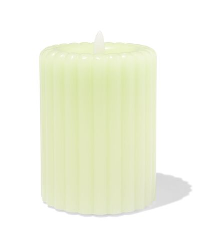 led-stompkaars ⌀7.5x10cm ribbel stompkaars lichtgroen - 13550164 - HEMA