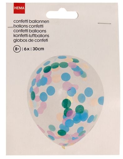 6 ballons confetti Ø 30cm - 14200601 - HEMA