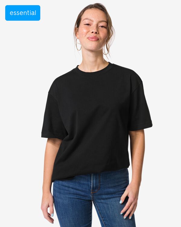 t-shirt femme Do relaxed fit  noir noir - 36304310BLACK - HEMA
