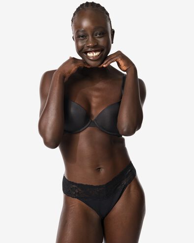 damesstring katoen met kant zwart zwart - 19650090BLACK - HEMA