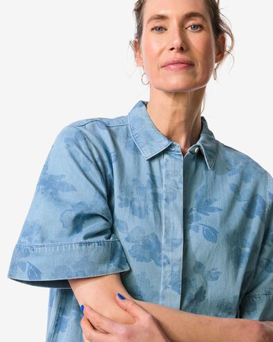 Weites Damenkleid Blumen jeansfarben jeansfarben - 36208770DENIM - HEMA