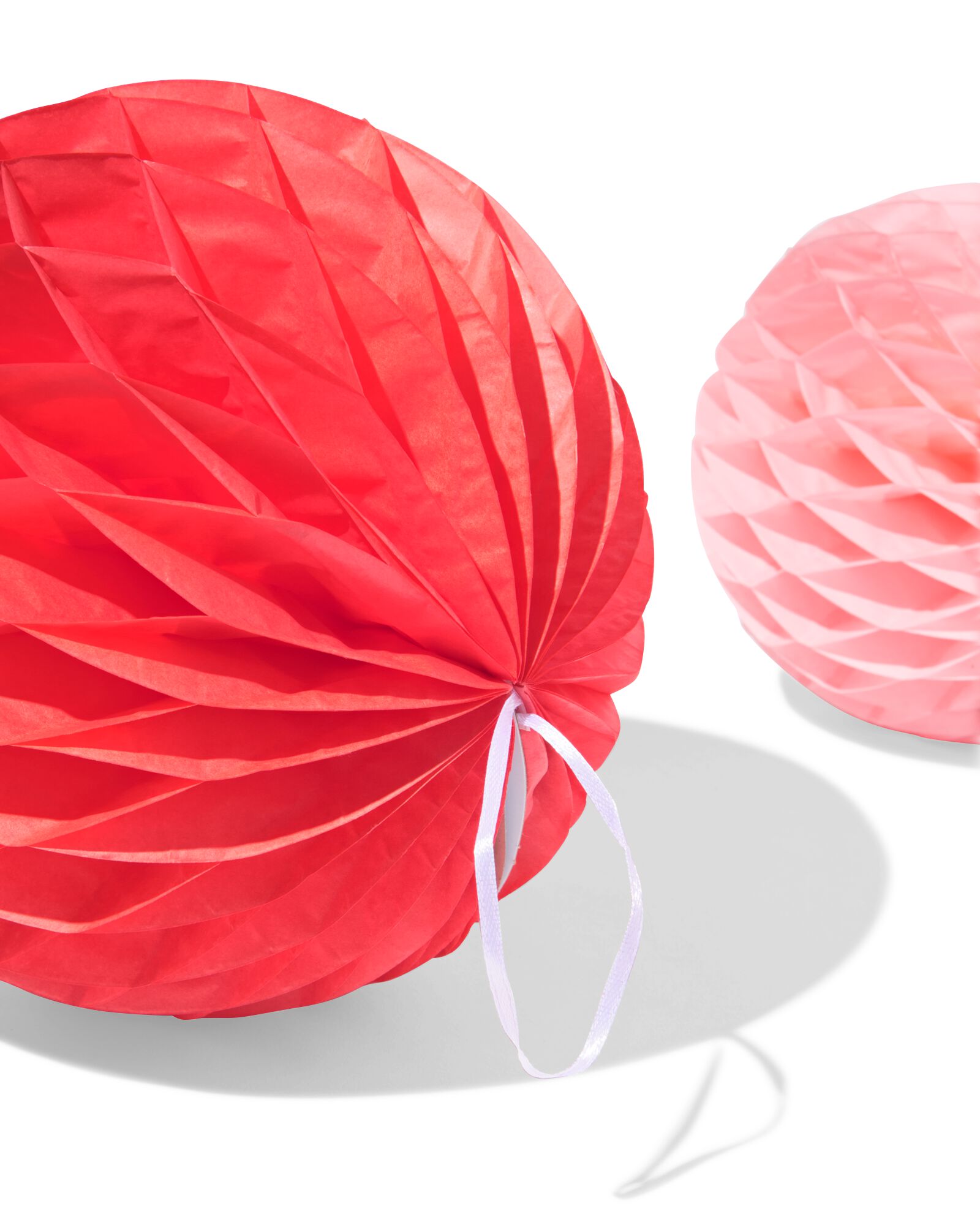 3 d&eacute;corations en papier alv&eacute;ol&eacute; ballon rouge rose - 14230225 - HEMA