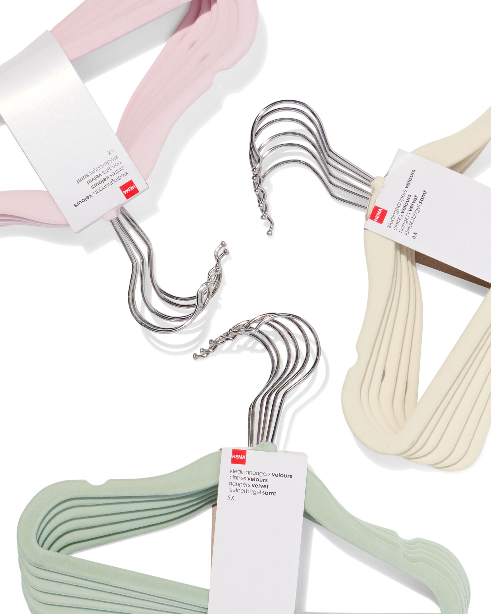 6er-Pack Kinder-Kleiderb&uuml;gel, Velours, wei&szlig; - 39800014 - HEMA