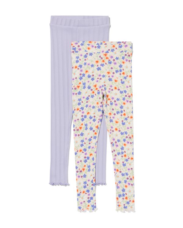 kinderleggings bloemen - 2 stuks gebroken wit - 30866900OFFWHITE - HEMA