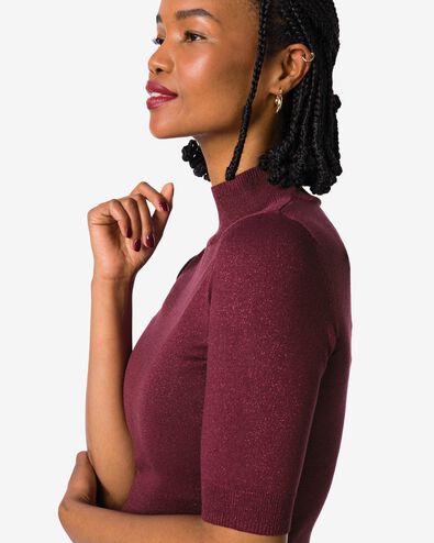 dames top Lily glitter bordeauxrood bordeauxrood - 36205820BURGUNDYRED - HEMA