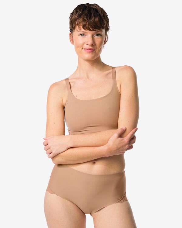 medium corrigerende slip hoge taille met kant lichtbruin lichtbruin - 21500355LIGHTBROWN - HEMA