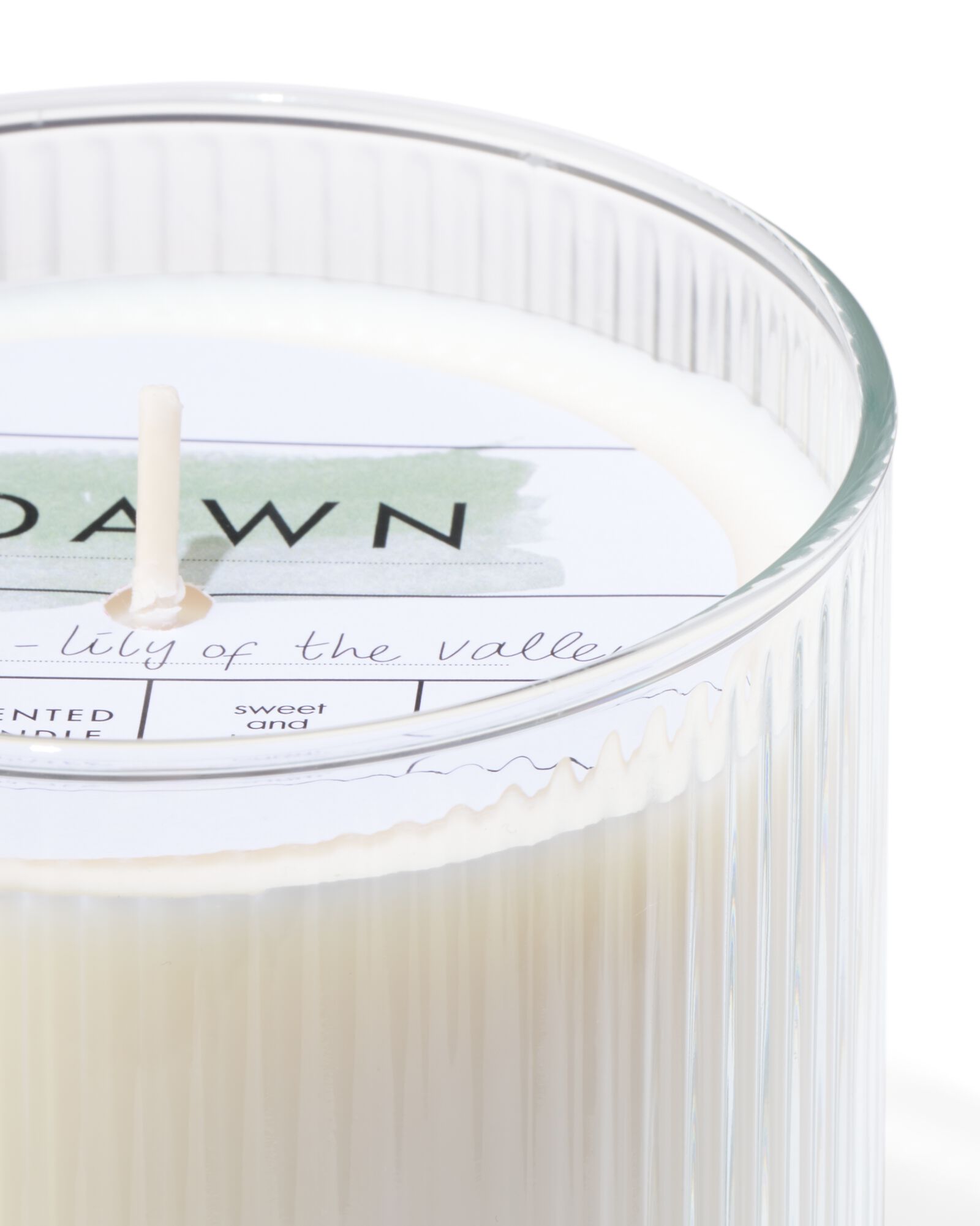 bougie parfum&eacute;e en verre stri&eacute; &Oslash;10x10 aube - 13502385 - HEMA