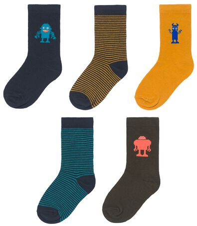 kinder sokken met katoen - 5 paar blauw 35/38 - 4360064 - HEMA