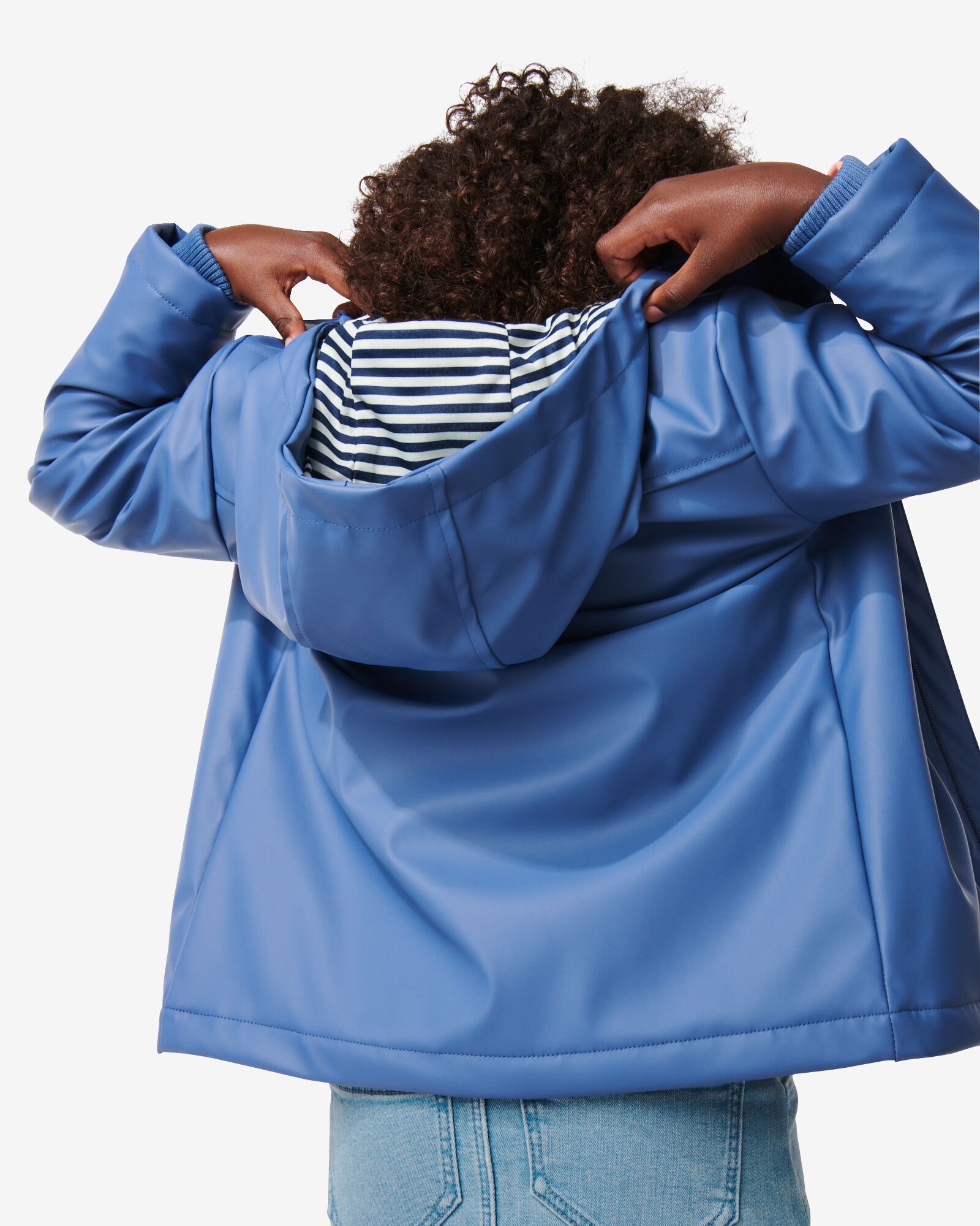 manteau enfant avec revêtement en caoutchouc et capuche blauw 98/104 - 30853148 - HEMA