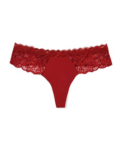 damesstring micro met kant donkerrood - 19621530DARKRED - HEMA