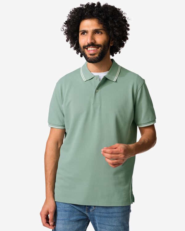 herenpolo Denton piqu&eacute; zeegroen zeegroen - 2140540SEAGREEN - HEMA