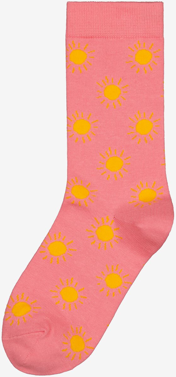chaussettes avec coton hello sunshine rose 43/46 - 4103478 - HEMA