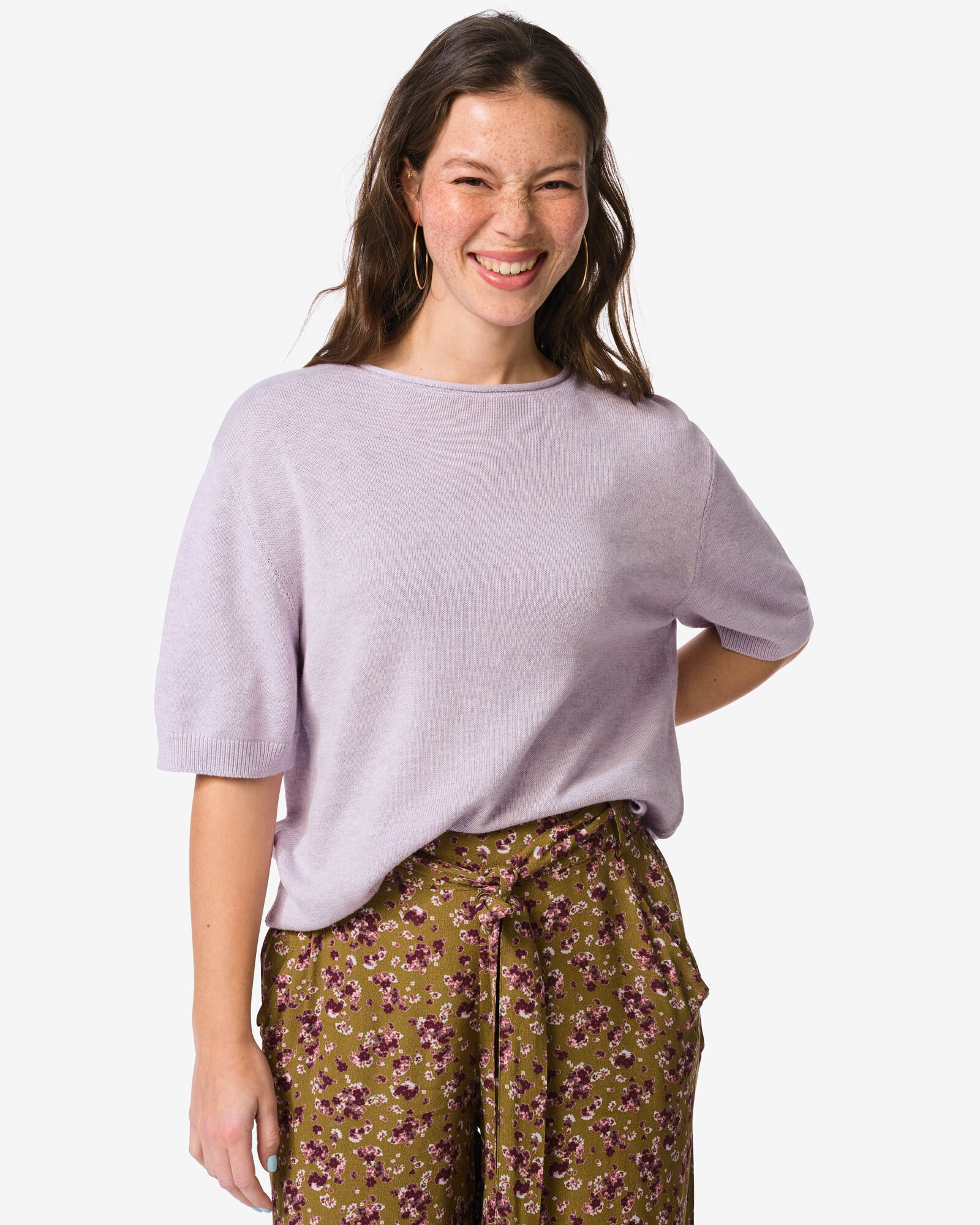 pull femme Gael maille fine lilas lilas - 36207760LILAC - HEMA