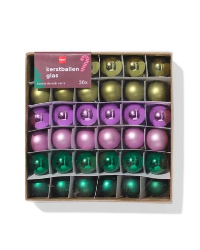 boules de No&euml;l 3,2 cm verre mini multi - 36 pi&egrave;ces - 25100194 - HEMA