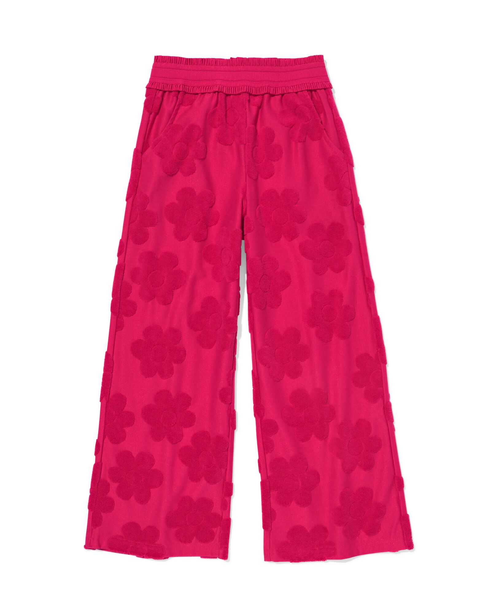 Kinderleggings weit, aus Frottee mit Blumen rosa rosa - 30843537PINK - HEMA