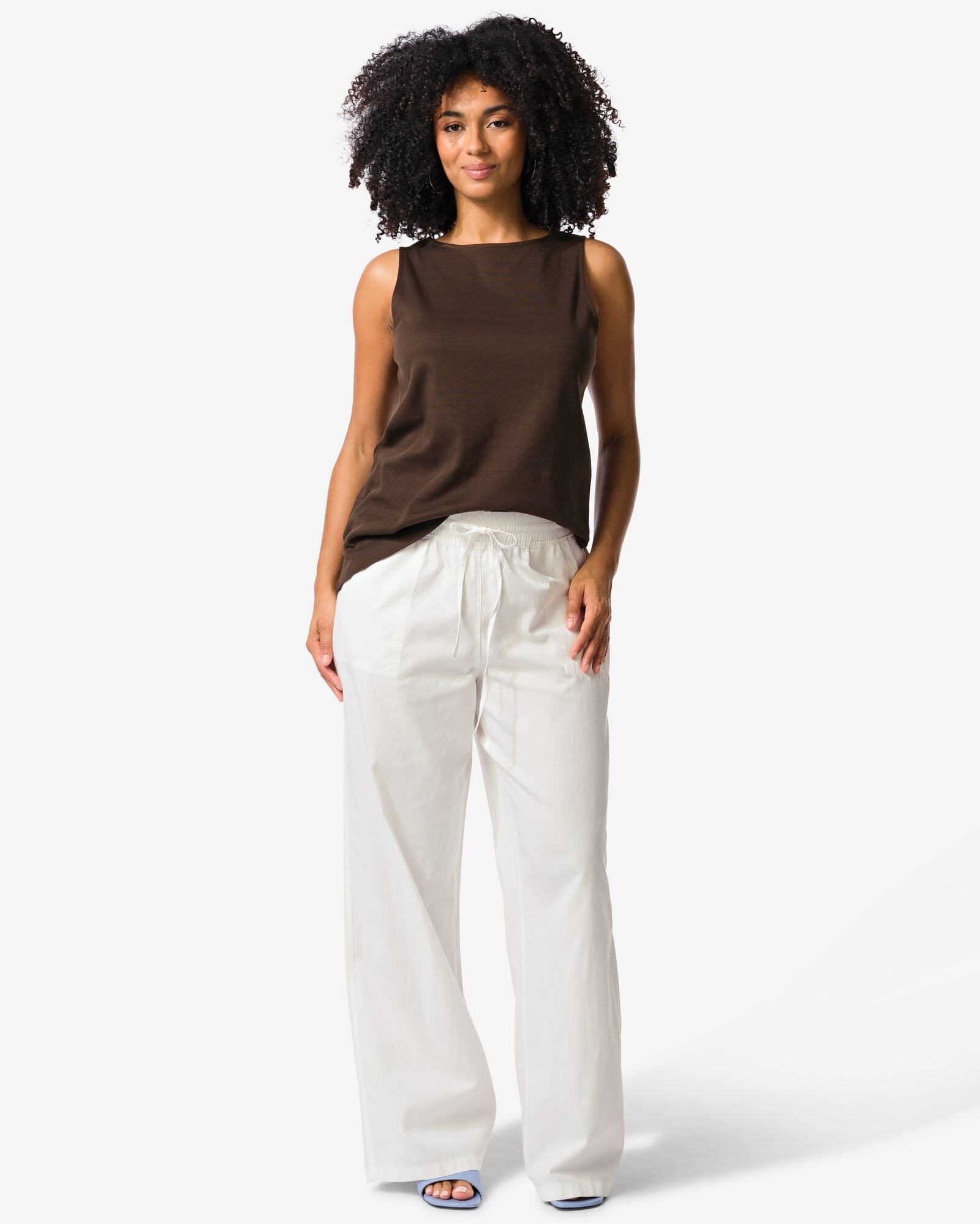 pantalon femme Lila coupe large blanc blanc - 36209160WHITE - HEMA