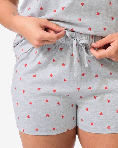 pyjacourt femme coton c&oelig;urs gris chin&eacute; - 23410335GREYMELANGE - HEMA