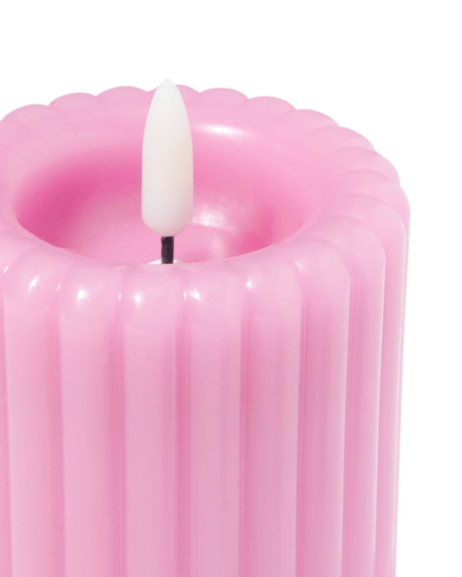 bougie led ⌀7,5x15cm nervur&eacute;e vieux rose - 13550130 - HEMA