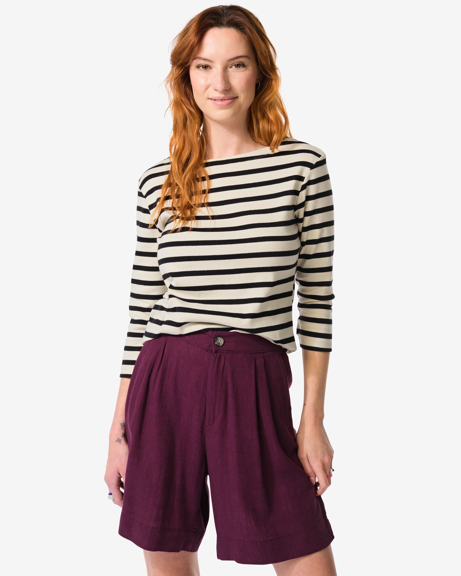 haut femme Clara blanc/noir blanc/noir - 36300335WHITEBLACK - HEMA