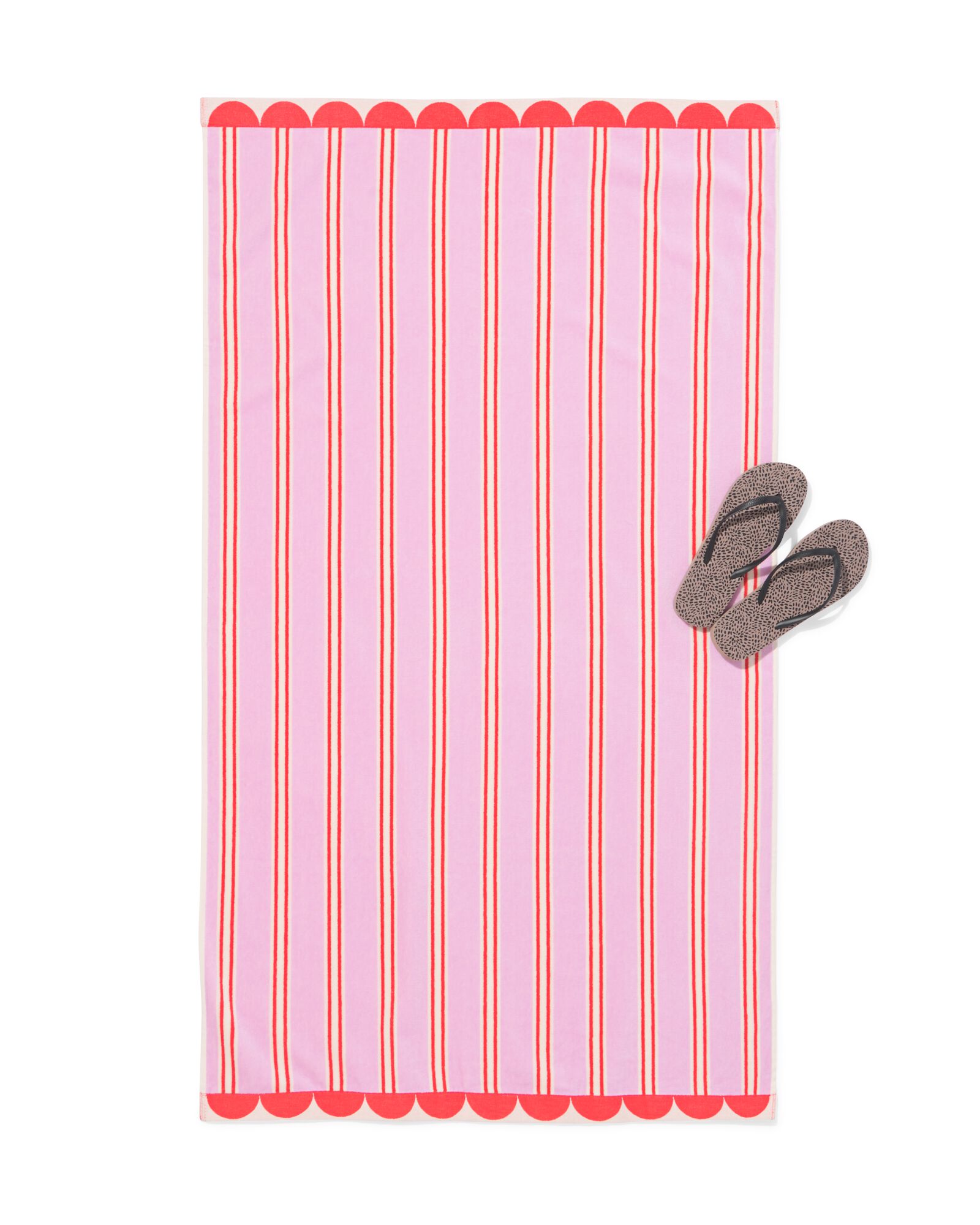 serviette de plage enfant 80x140cm velours rayures - 5200256 - HEMA