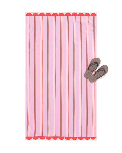 serviette de plage enfant 80x140cm velours rayures - 5200256 - HEMA